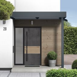 Aluminium Haustür mit Holzelement