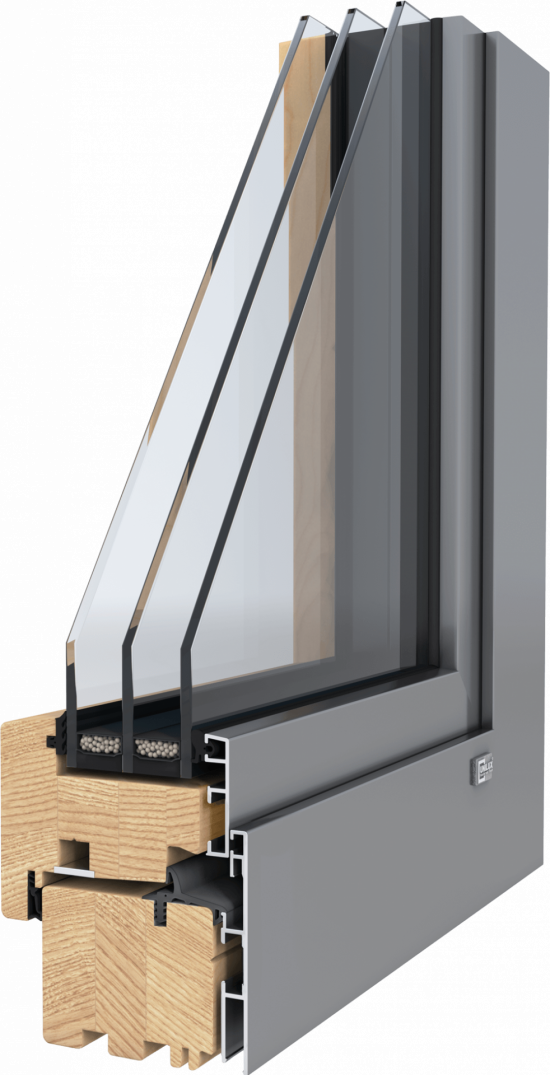 3D-Querschnitt Holz-Alu-Fensterprofil ModernLine08